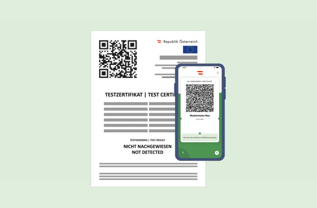 Testzertifikat - Grüner Pass